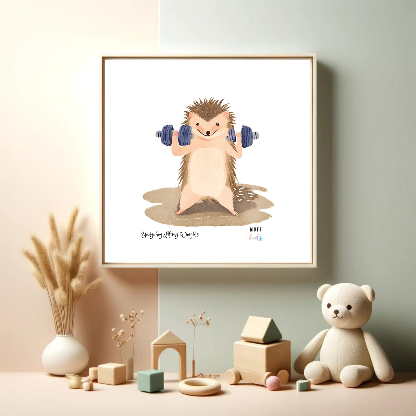 Kids Art Print Design Sportive Hedgehog No.2 Poster For Kids