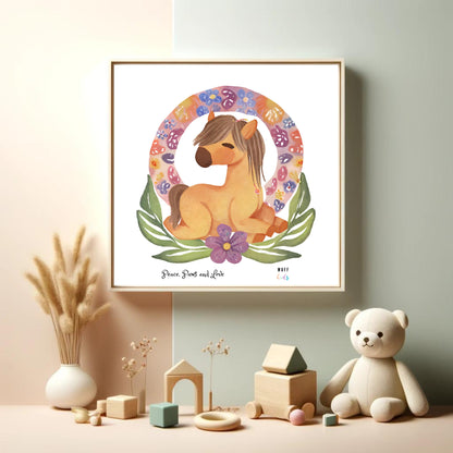 Peace, Paws and Love Horse No:4 Art Print Poster For Kids