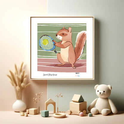 Kids Art Print Design Sportive Squirrel No.3 Poster For Kids