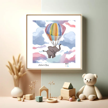 Kids Art Print Flying Elephant No.2 Poster For Kids