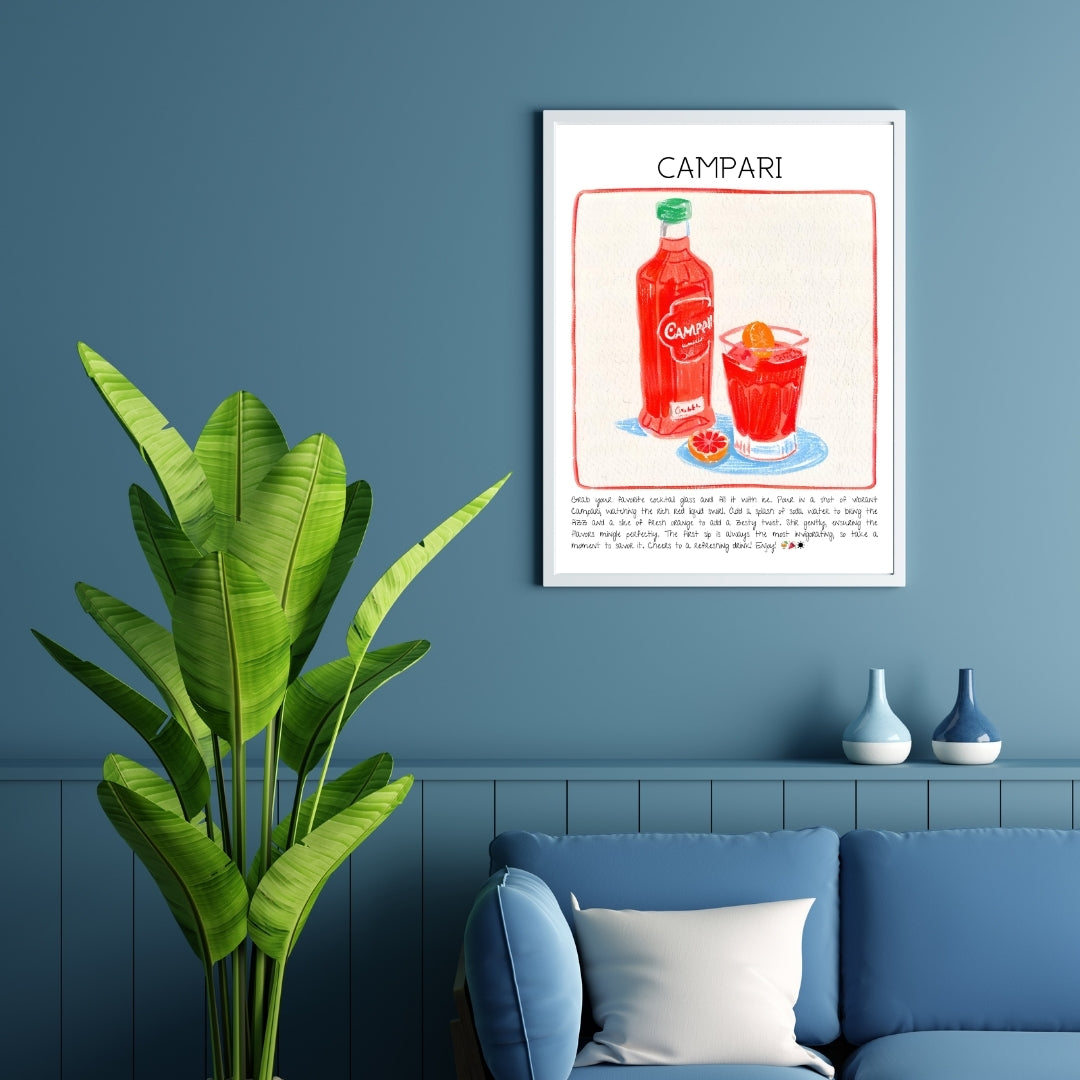 Cocktail Art Print Design Poster Campari Bar Decor