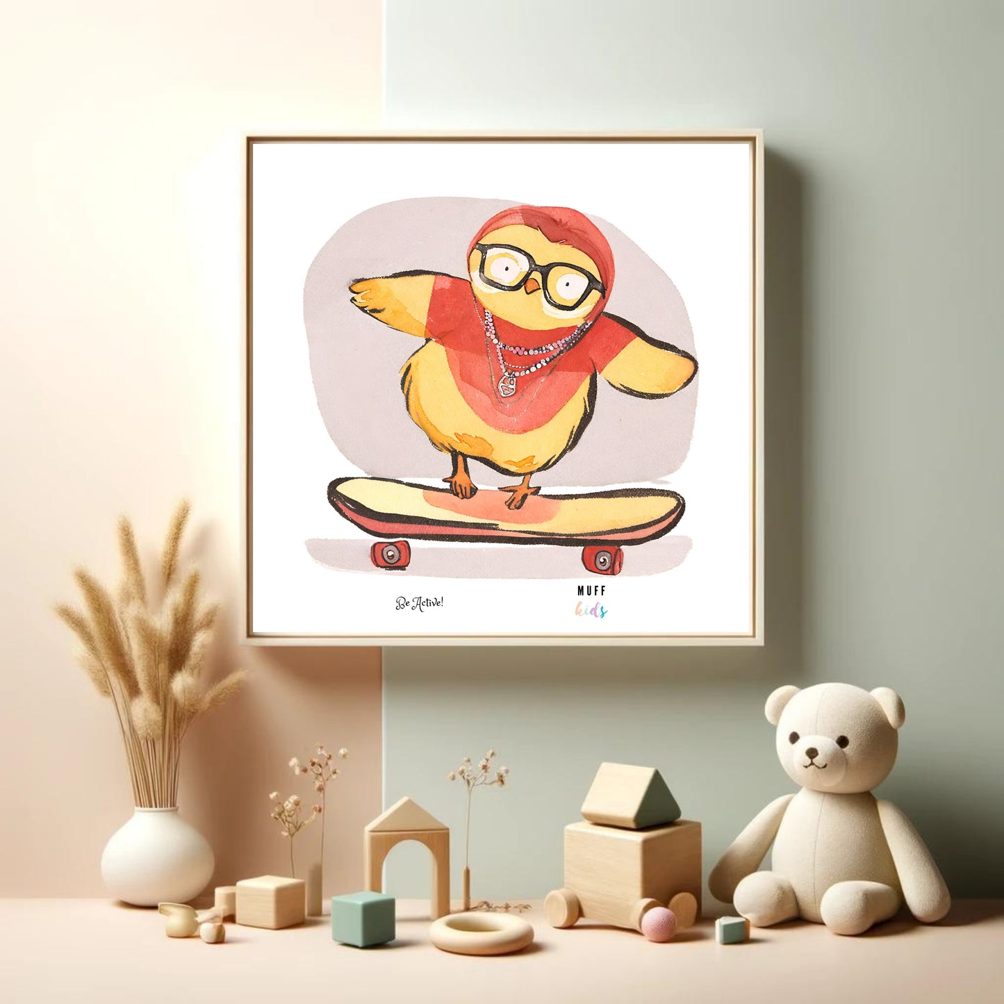 Be Active Animals No.10 Art Print Tasarım Çocuk Odası Posteri