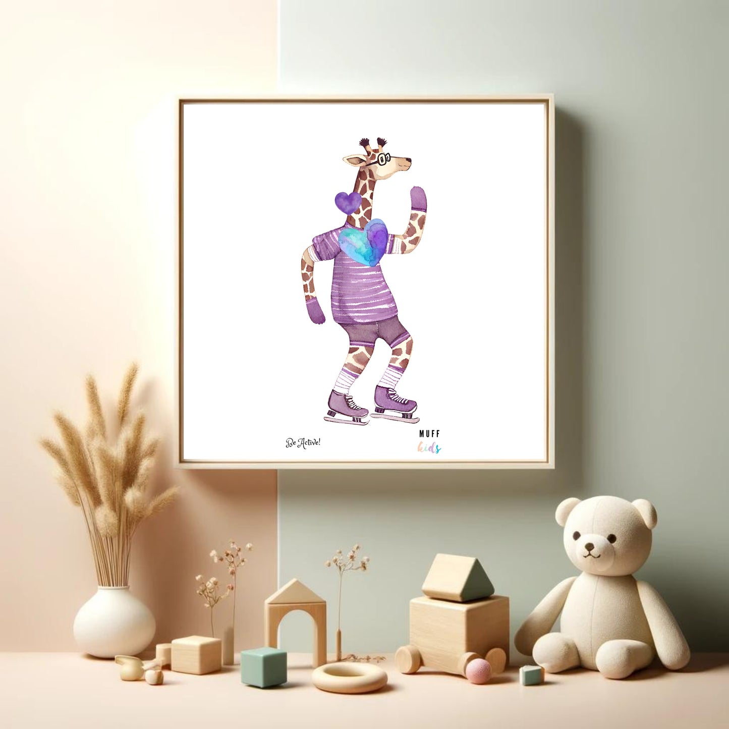 Be Active Animals No.18 Art Print Tasarım Çocuk Odası Posteri