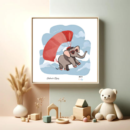 Kids Art Print Flying Elephant No.4 Poster For Kids