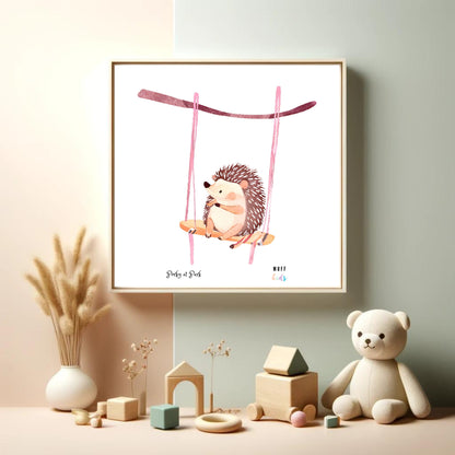 Kids Art Print Design Hedgehog At Park No.1 Poster For Kids