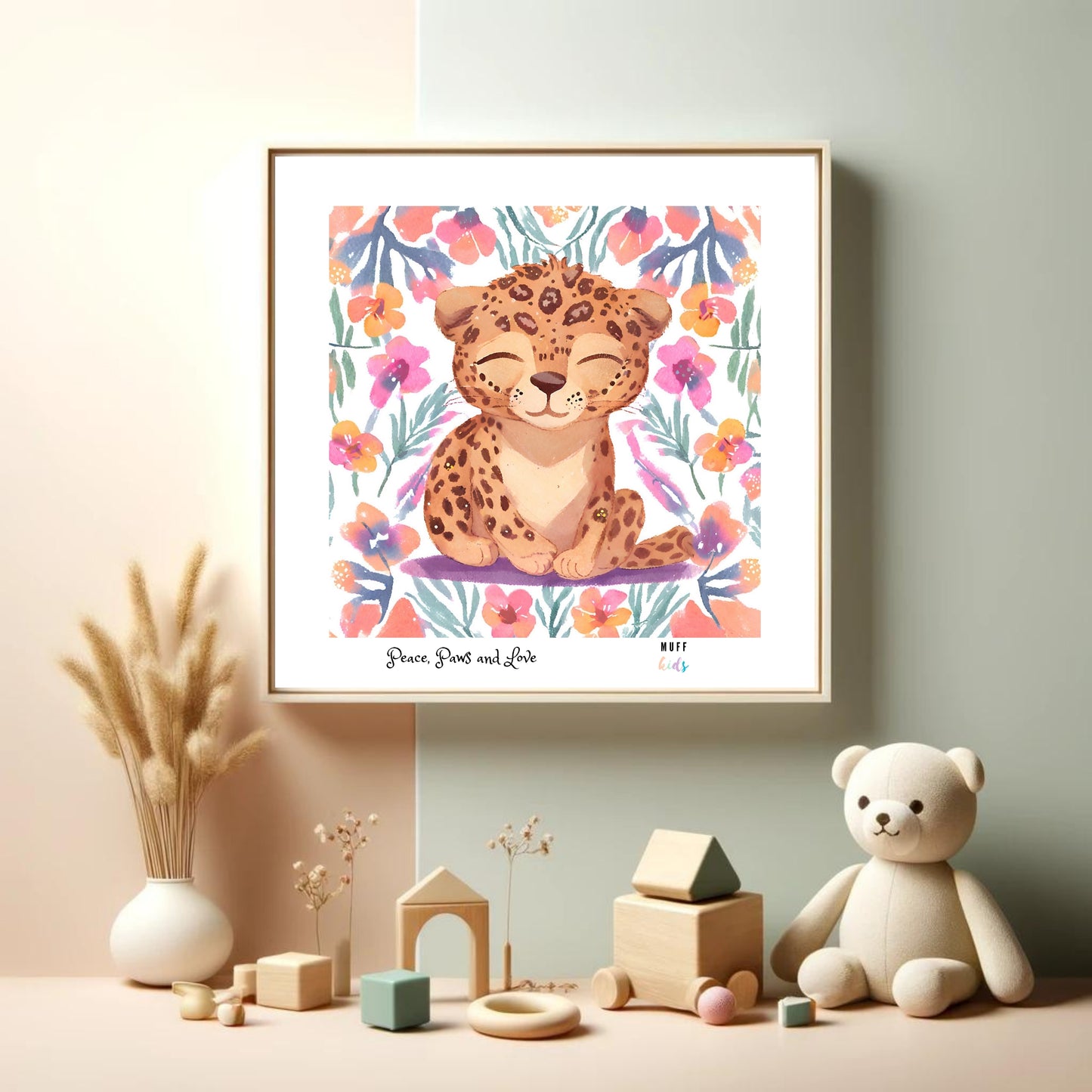 Peace, Paws and Love Tiger No:1 Art Print Tasarım Çocuk Odası Posteri