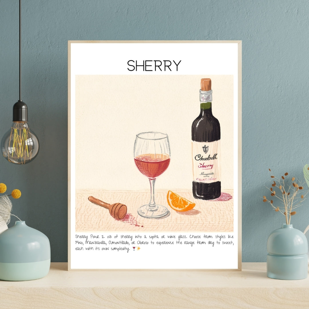 Cocktail Art Print Design Poster Sherry Bar Decor