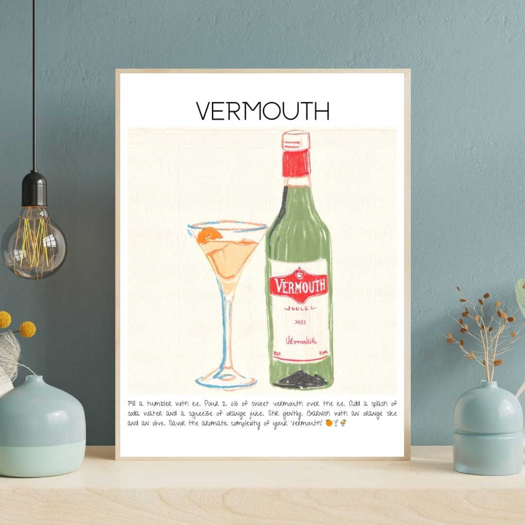 Cocktail Art Print Design Poster Vermouth Bar Decor