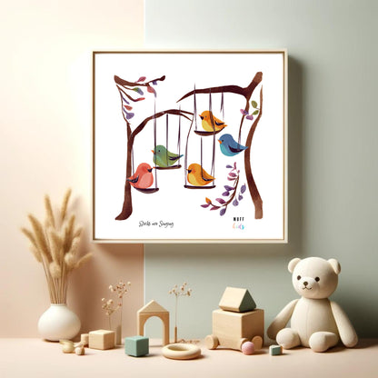 Kids Art Print Design Birds Are Singing Poster For Kids