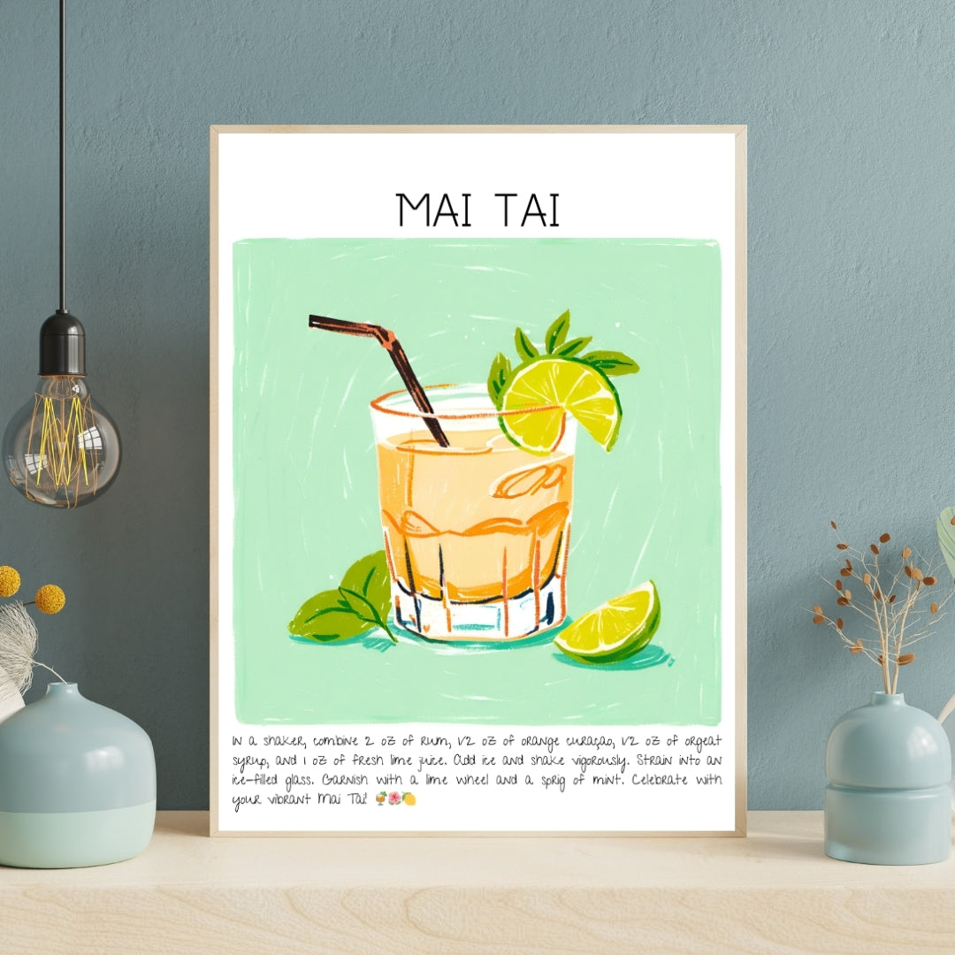 Cocktail Art Print Design Poster Bar Mai Tai Decor