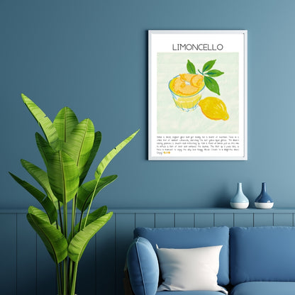 Cocktail Art Print Design Poster Limoncello Bar Decor