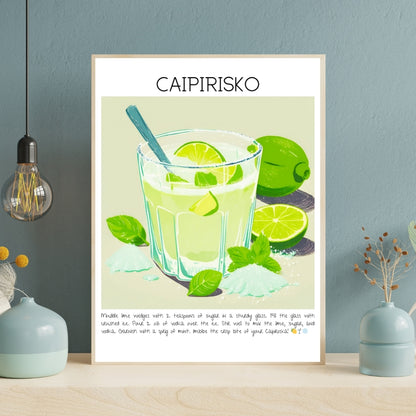 Cocktail Art Print Design Poster Caipirisko Bar Decor