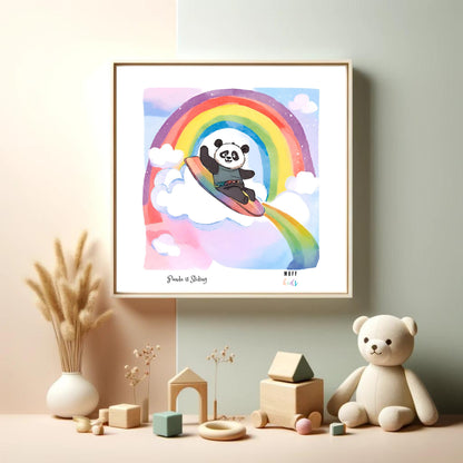 Kids Art Print Design Panda Sliding No.2 Poster For Kids