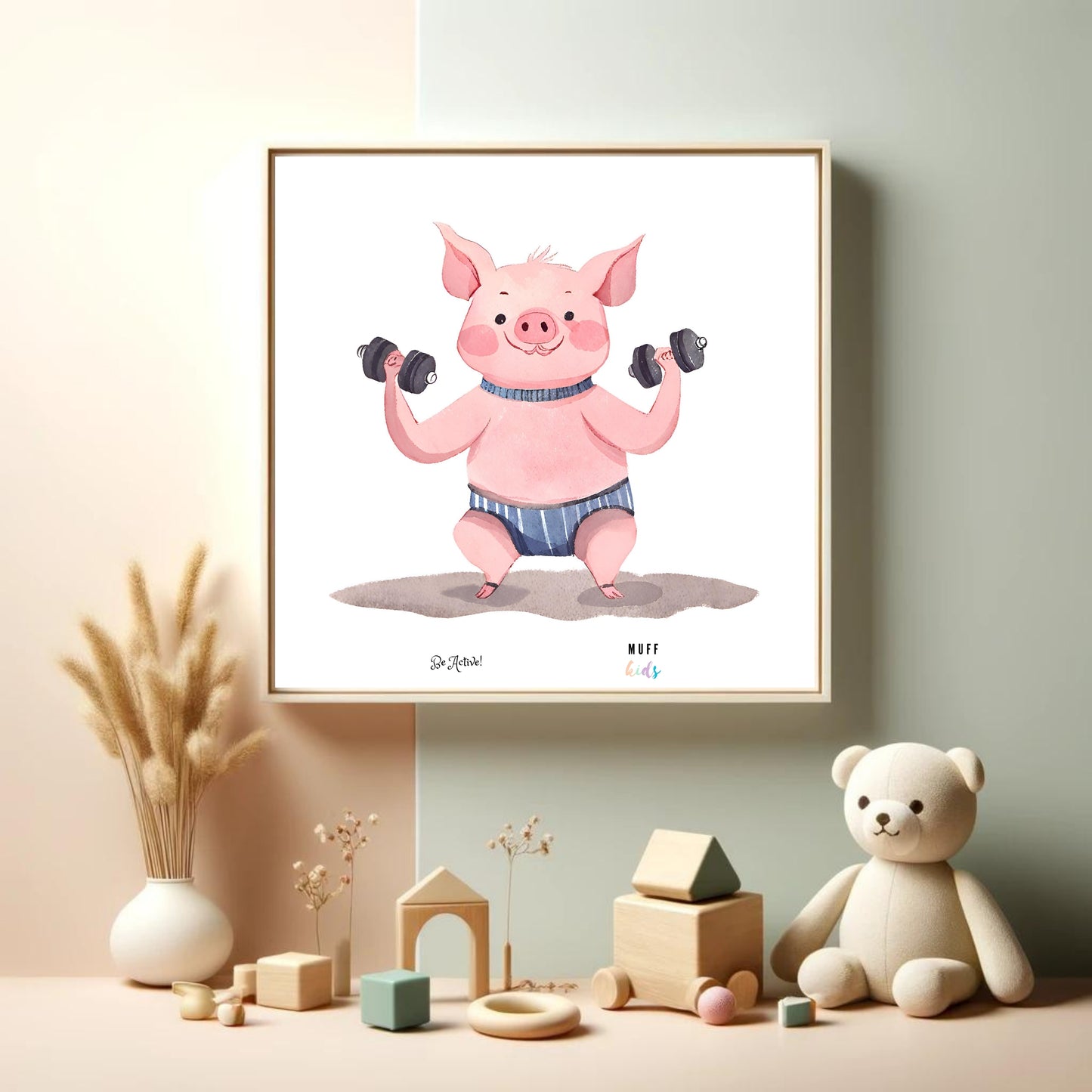 Be Active Animals No.2 Art Print Tasarım Çocuk Odası Posteri