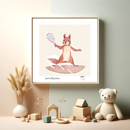 Kids Art Print Design Sportive Squirrel No.2 Poster For Kids