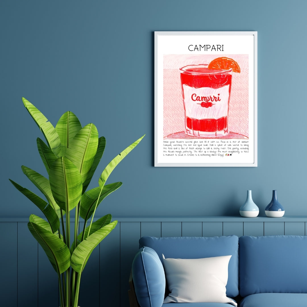 Art Print Tasarım Kokteyl Poster Campari Bar Dekor