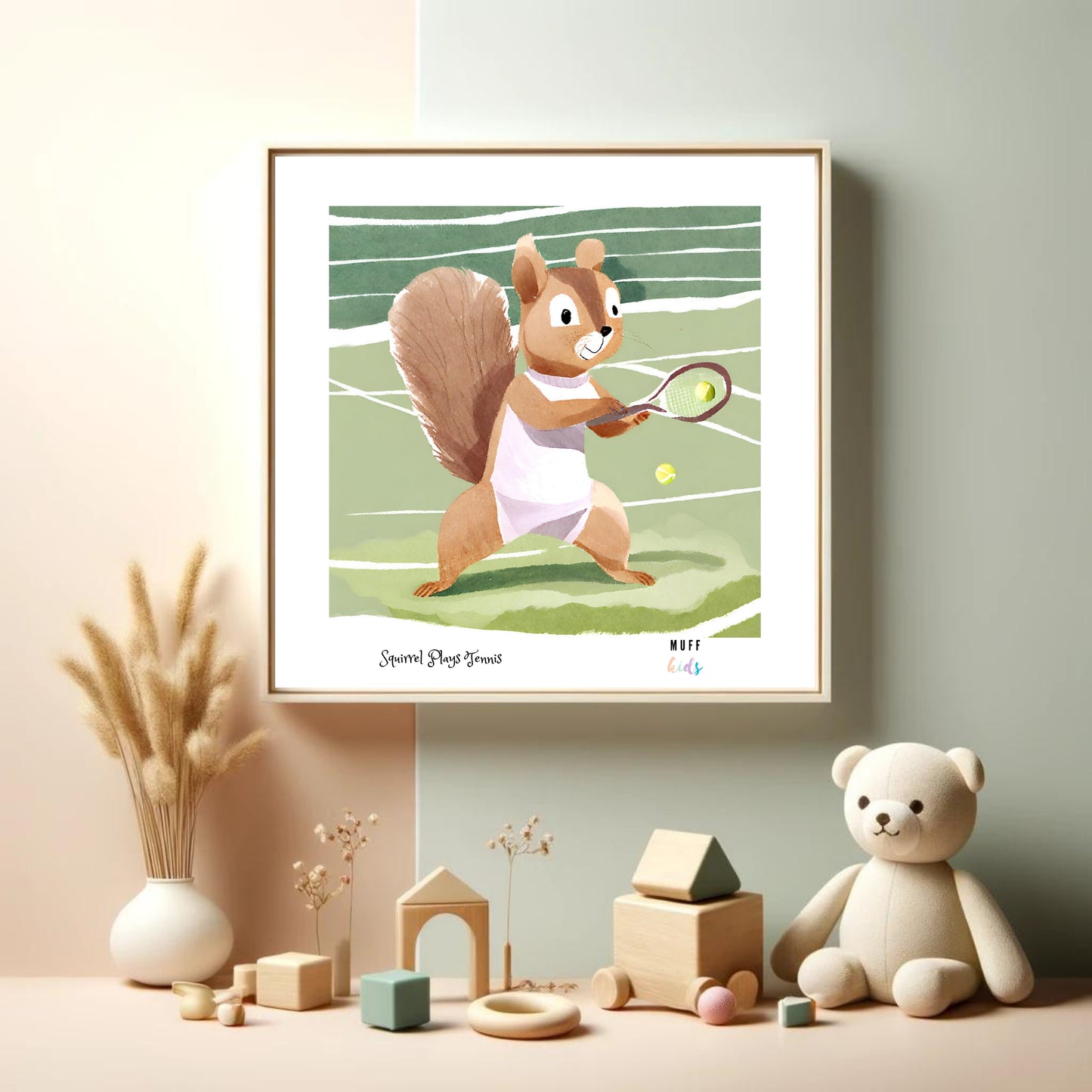 Kids Art Print Design Sportive Squirrel No.1 Poster For Kids