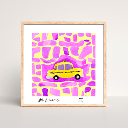 Little Explorers' Taxi Art Print Poster For Kids