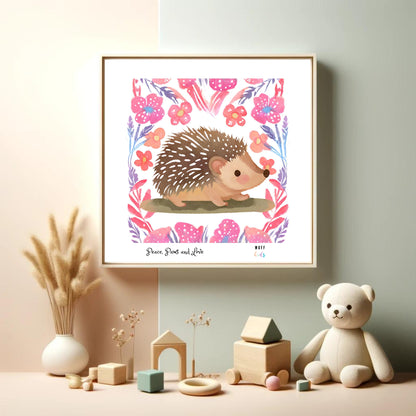 Peace, Paws and Love Porky No:3 Art Print Tasarım Çocuk Odası Posteri