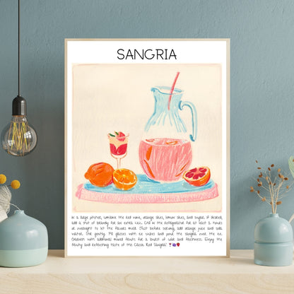 Cocktail Art Print Design Poster Bar Sangria Decor