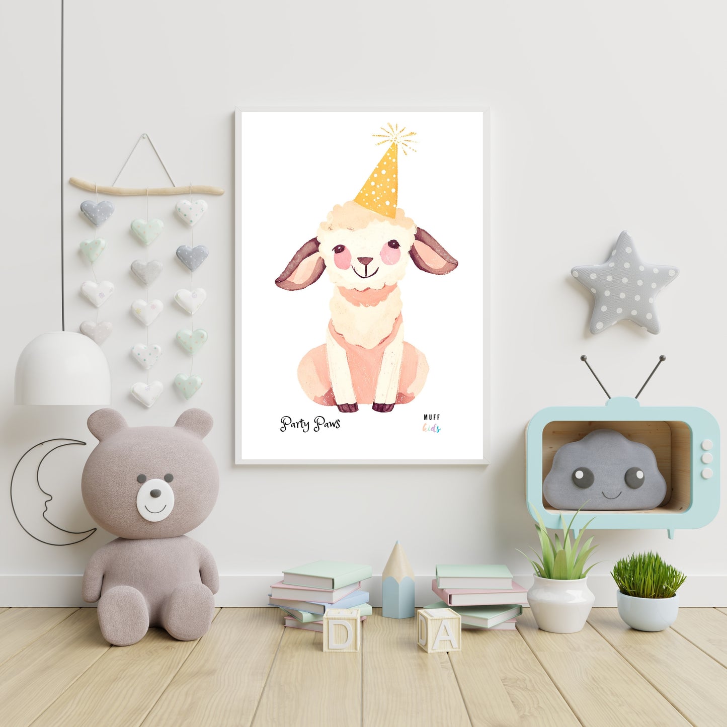 Party Paws No.1 Art Print Tasarım Çocuk Odası Posteri