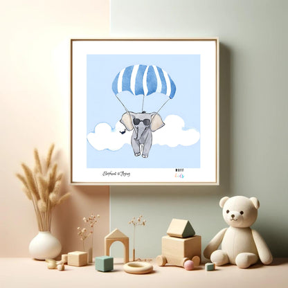 Kids Art Print Flying Elephant No.6 Poster For Kids