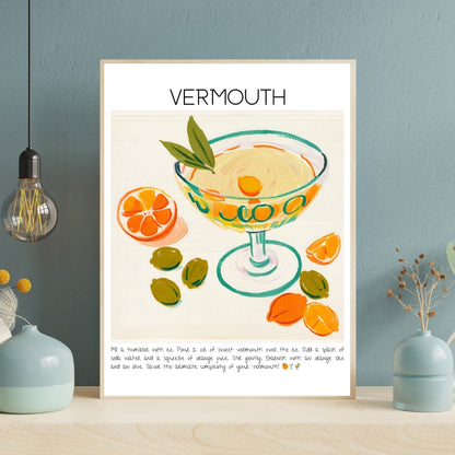 Cocktail Art Print Design Poster Vermouth Bar Decor