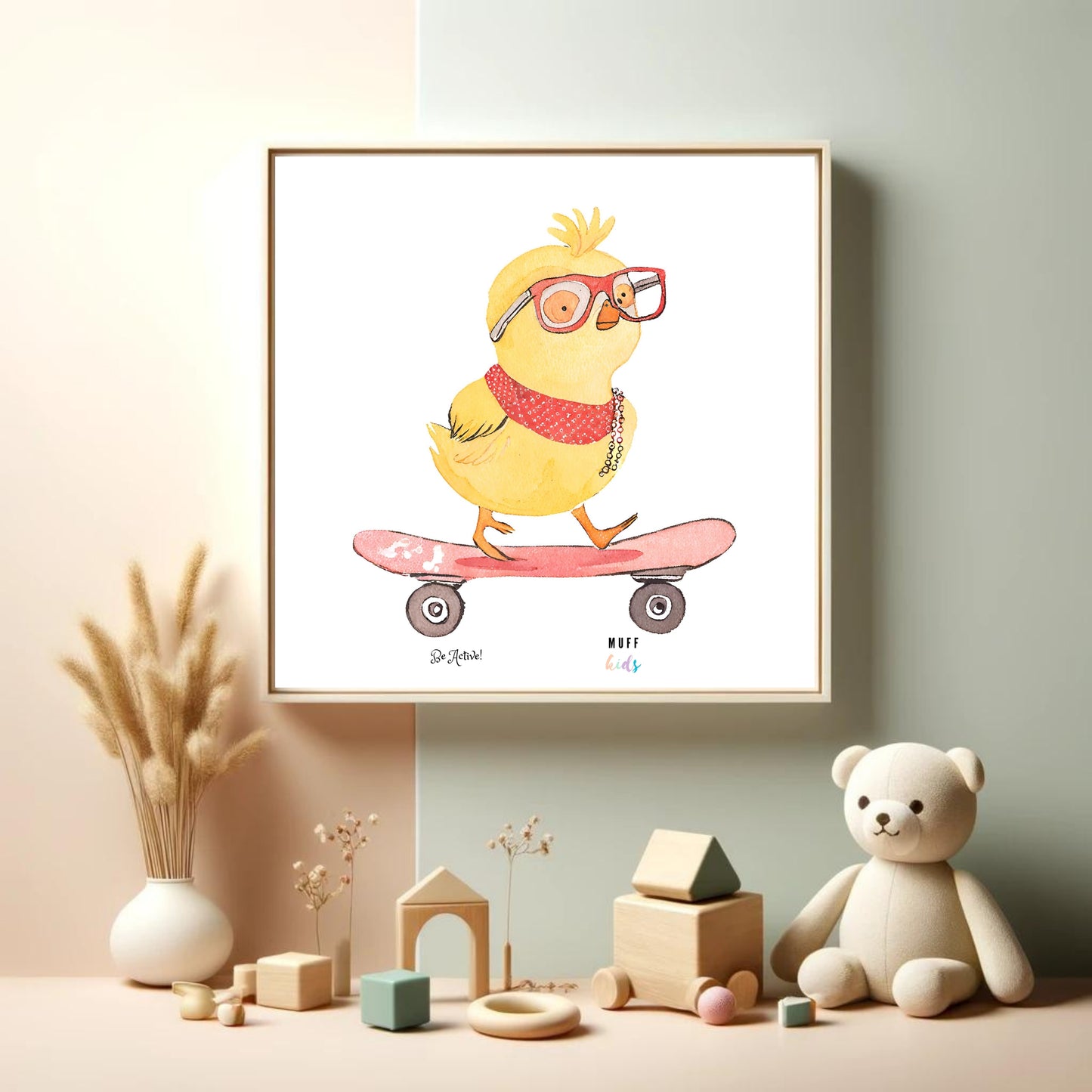 Be Active Animals No.11 Art Print Tasarım Çocuk Odası Posteri