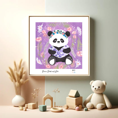 Peace, Paws and Love Panda No:1 Art Print Tasarım Çocuk Odası Posteri