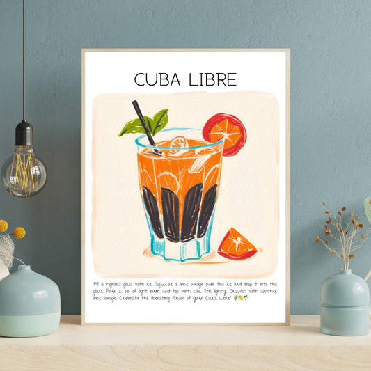 Art Print Tasarım Kokteyl Poster Cuba Libre Bar Dekor