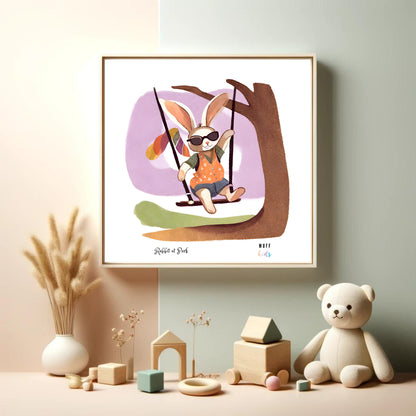 Kids Art Print Design Rabbit At Park No.2 Poster For Kids