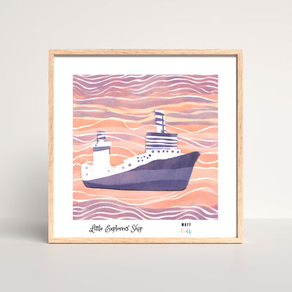 Little Explorers' Ships Art Print Poster For Kids