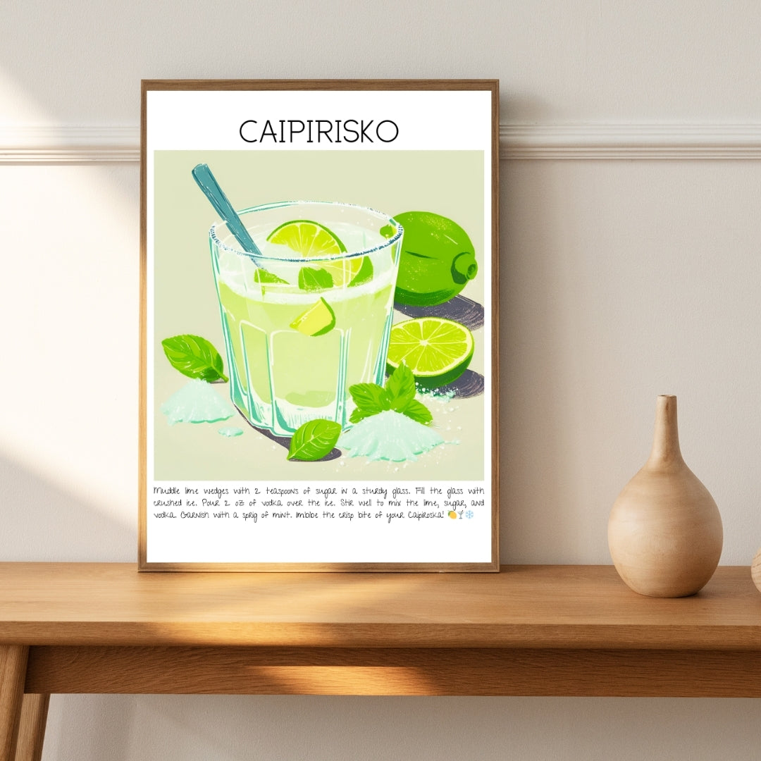 Cocktail Art Print Design Poster Caipirisko Bar Decor