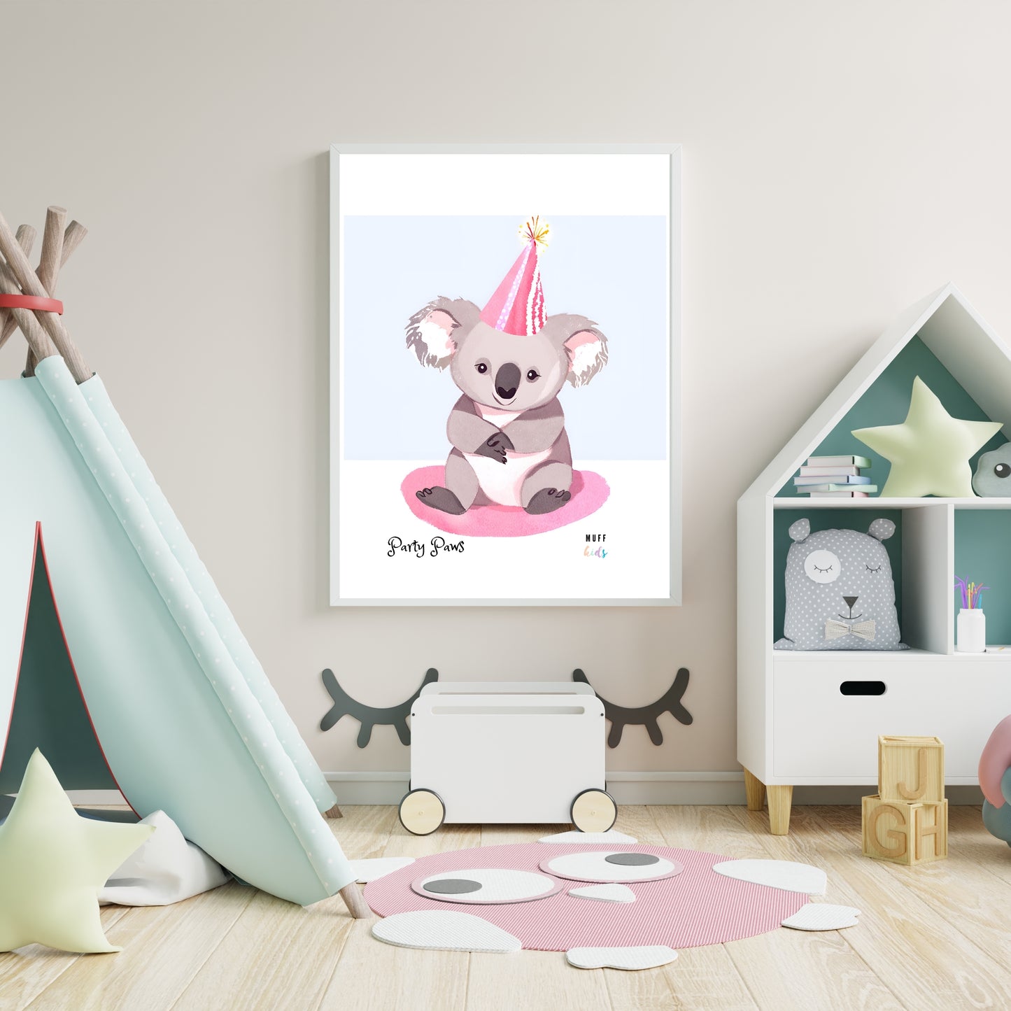 Party Paws No.3 Art Print Tasarım Çocuk Odası Posteri