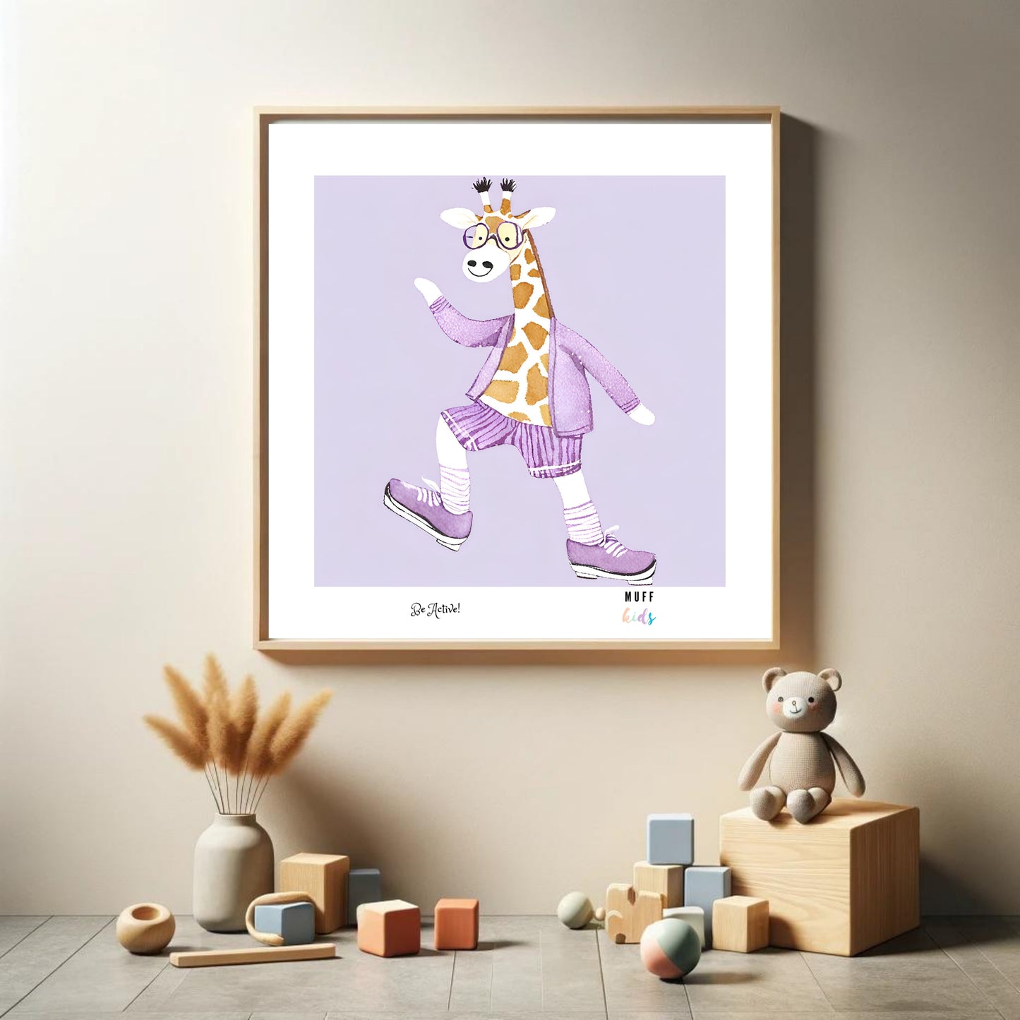 Be Active Animals No.19 Art Print Tasarım Çocuk Odası Posteri