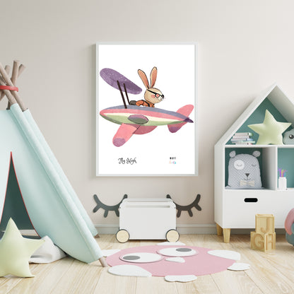 Fly High Animals No.8 Art Print Tasarım Çocuk Odası Posteri