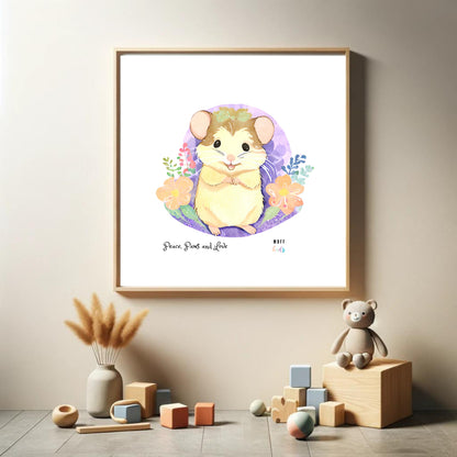 Peace, Paws and Love Mouse No:3 Art Print Tasarım Çocuk Odası Posteri