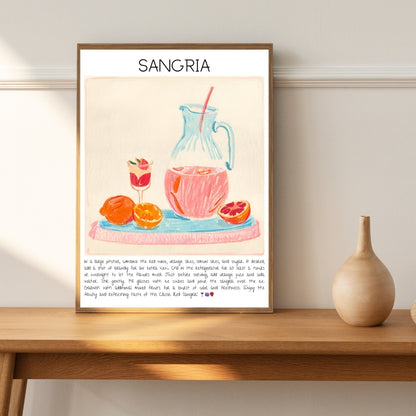 Cocktail Art Print Design Poster Bar Sangria Decor