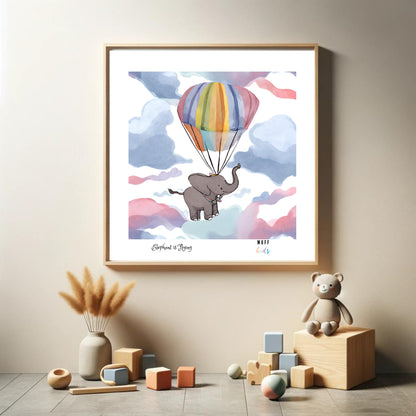 Kids Art Print Flying Elephant No.2 Poster For Kids