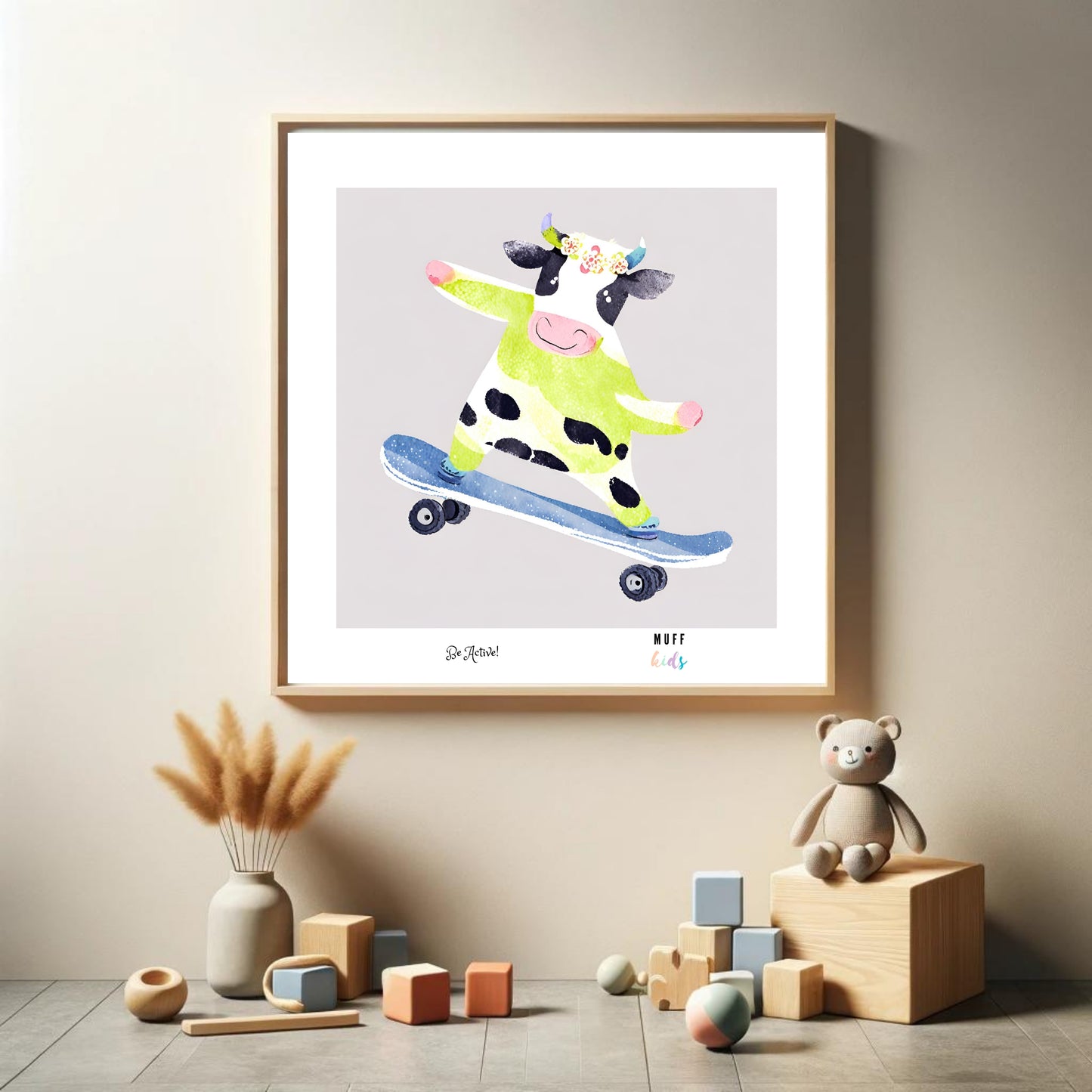 Be Active Animals No.8 Art Print Tasarım Çocuk Odası Posteri