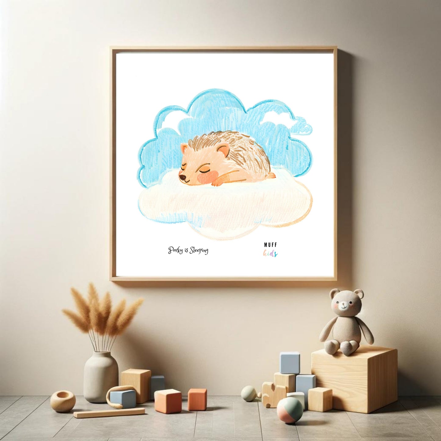 Kids Art Print Design Sleeping Hedgehog Poster For Kids