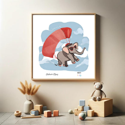 Kids Art Print Flying Elephant No.4 Poster For Kids