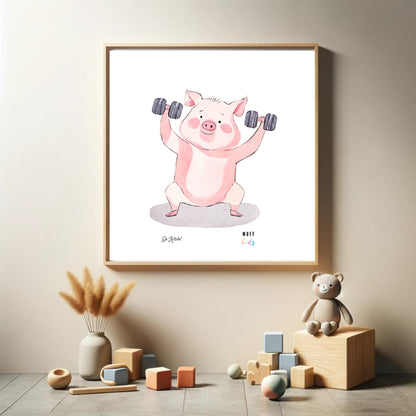 Be Active Animals No.1 Art Print Tasarım Çocuk Odası Posteri