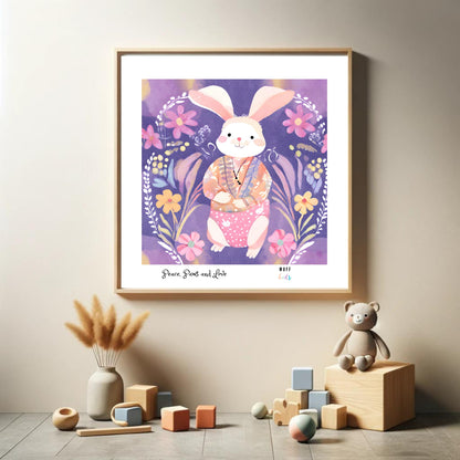 Peace, Paws and Love Rabbit No:1 Art Print Tasarım Çocuk Odası Posteri