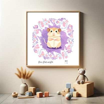 Peace, Paws and Love Mouse No:1 Art Print Tasarım Çocuk Odası Posteri