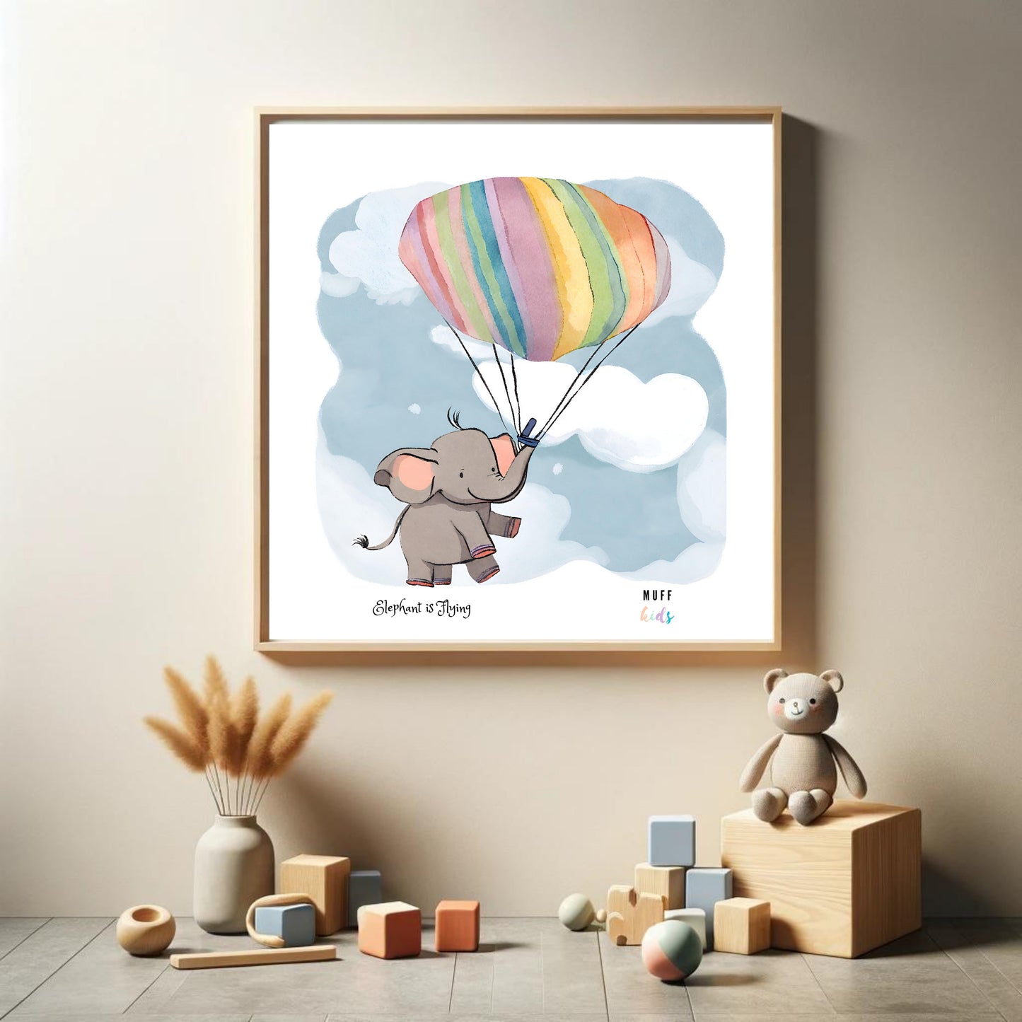 Kids Art Print Flying Elephant No.3 Poster For Kids