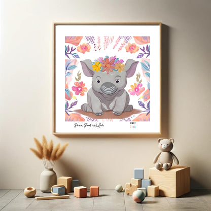 Peace, Paws and Love Pig No:2 Art Print Tasarım Çocuk Odası Posteri