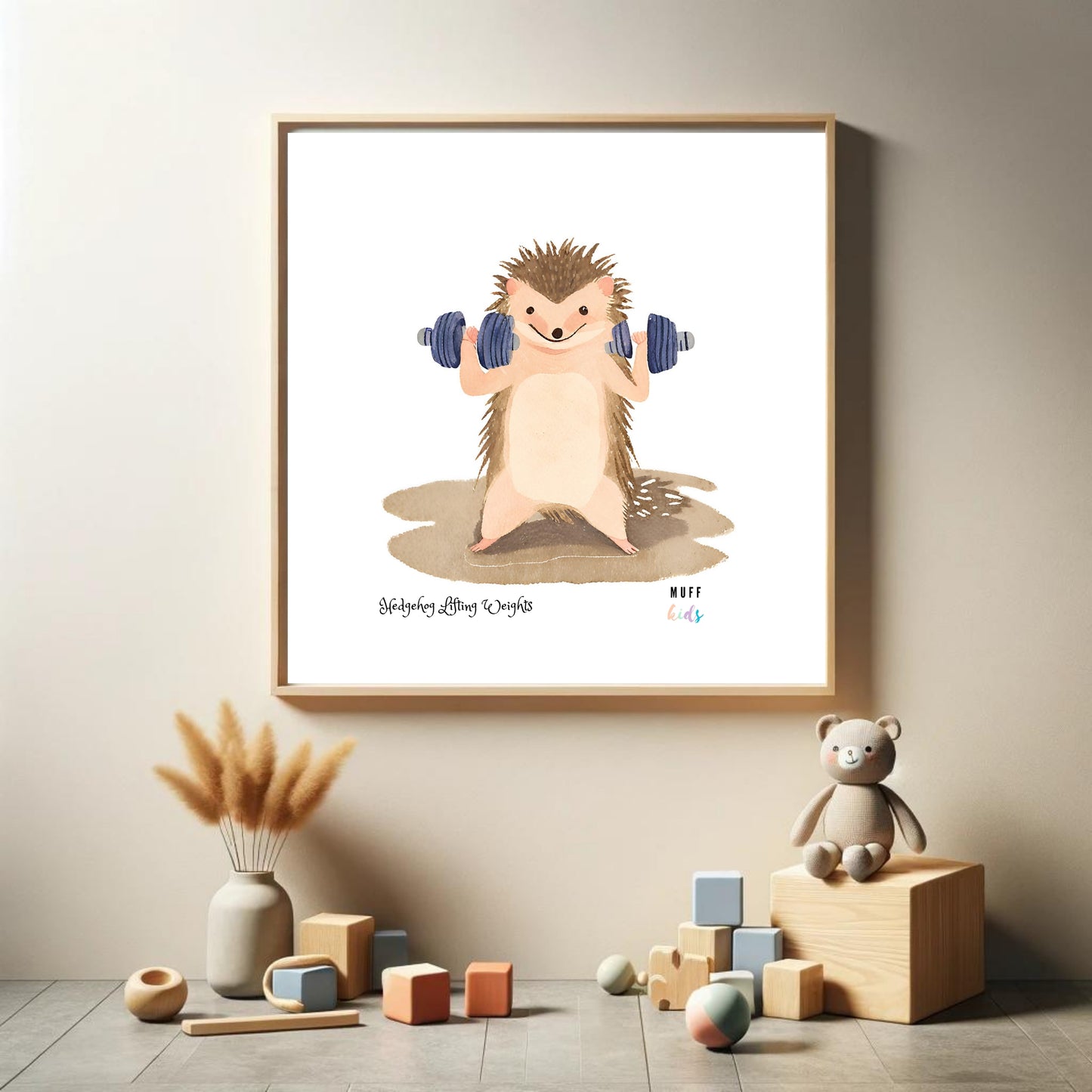 Kids Art Print Design Sportive Hedgehog No.2 Poster For Kids