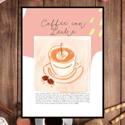 Art Print Design Poster Coffee Con Leche