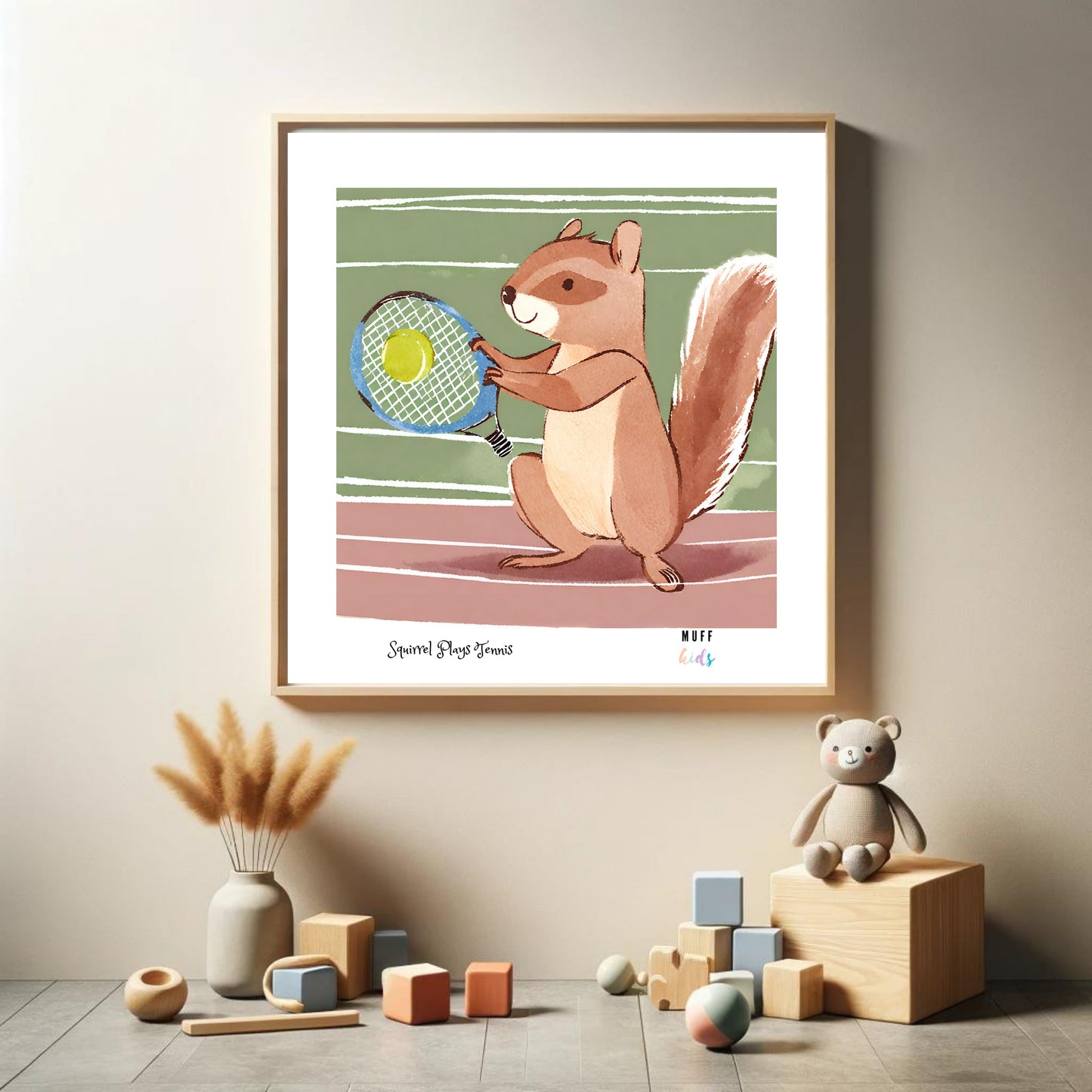 Kids Art Print Design Sportive Squirrel No.3 Poster For Kids